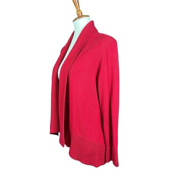 Dress Barn Open Cardigan Sweater Women Size XL Petite Red Drape Casual - Picture 4 of 9